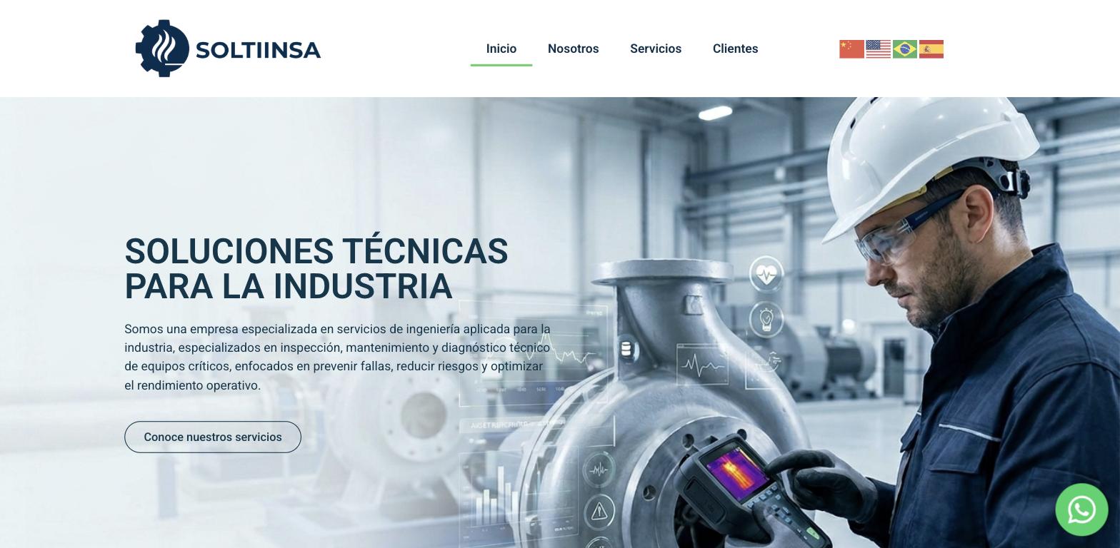 Captura de pantalla del sitio web Soltiinsa